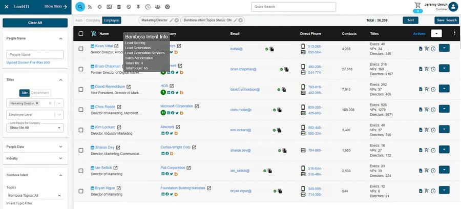 Graphic of Lead411 dashboard