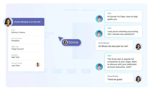 Screenshot of Qualified's chatbot/AI SDR in action