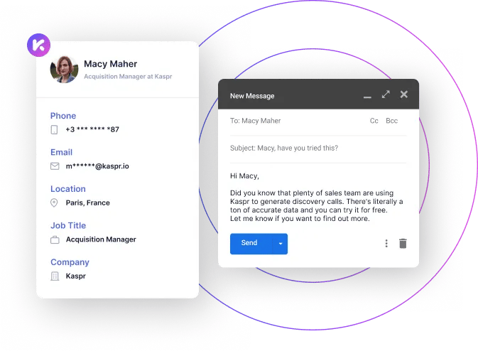 Graphic of email outreach within Kaspr.