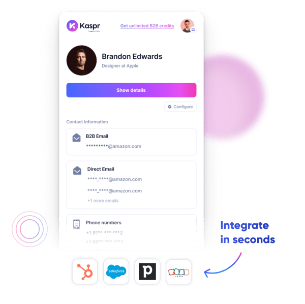 Graphic to show integrating apps with Kaspr LinkedIn Chrome Extension