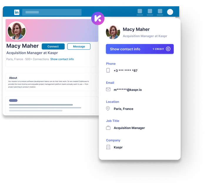 Graphic of Kaspr LinkedIn Chrome Extension 