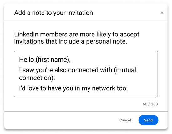 Graphic of InMail connection request example message
