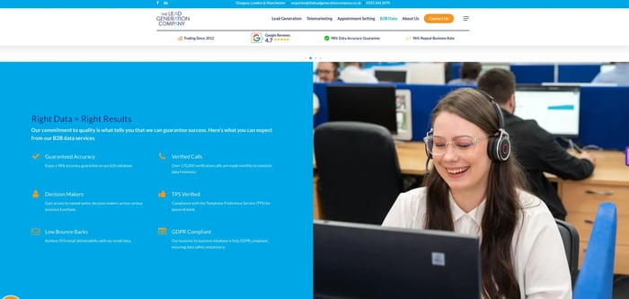 Screenshot of The Lead Generation Company website