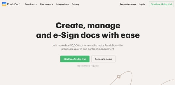 Screenshot of PandaDoc website.