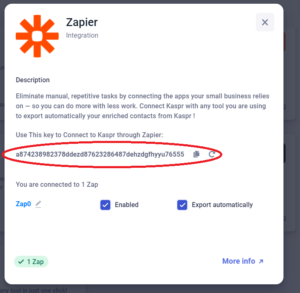 Key Kaspr for Zapier Key Kaspr for Zapier